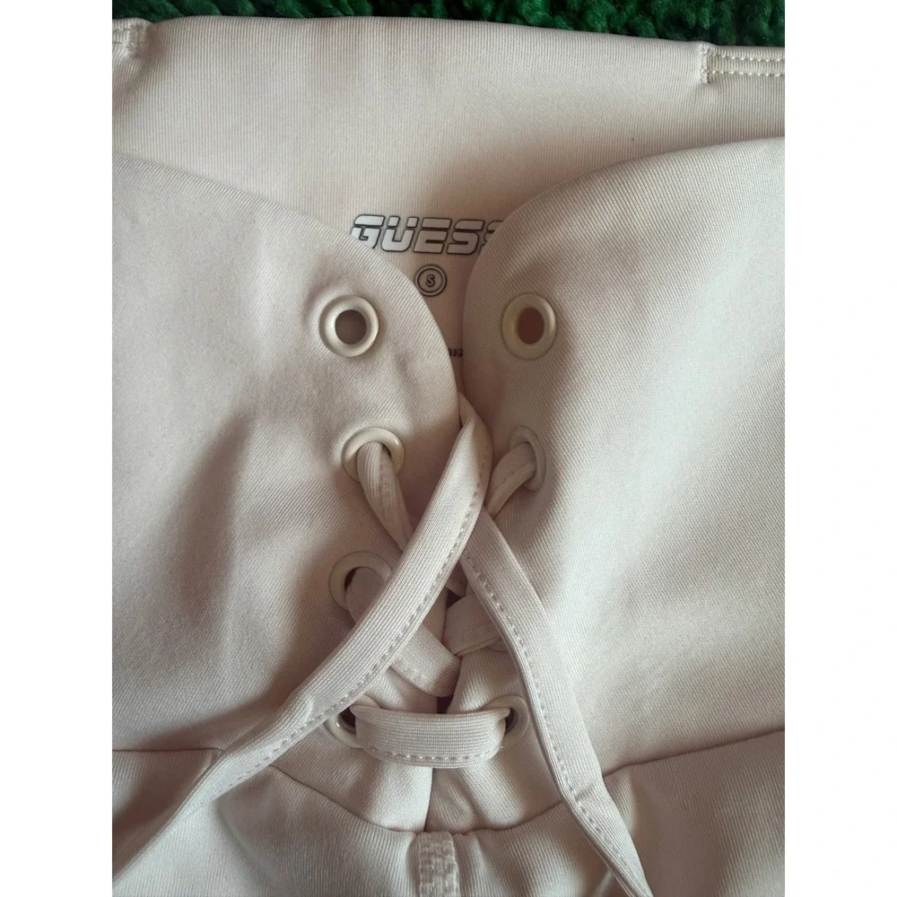 Guess Lace Up Leggings‎ Womens S Cream Excellent High Waisted Athletic Pants